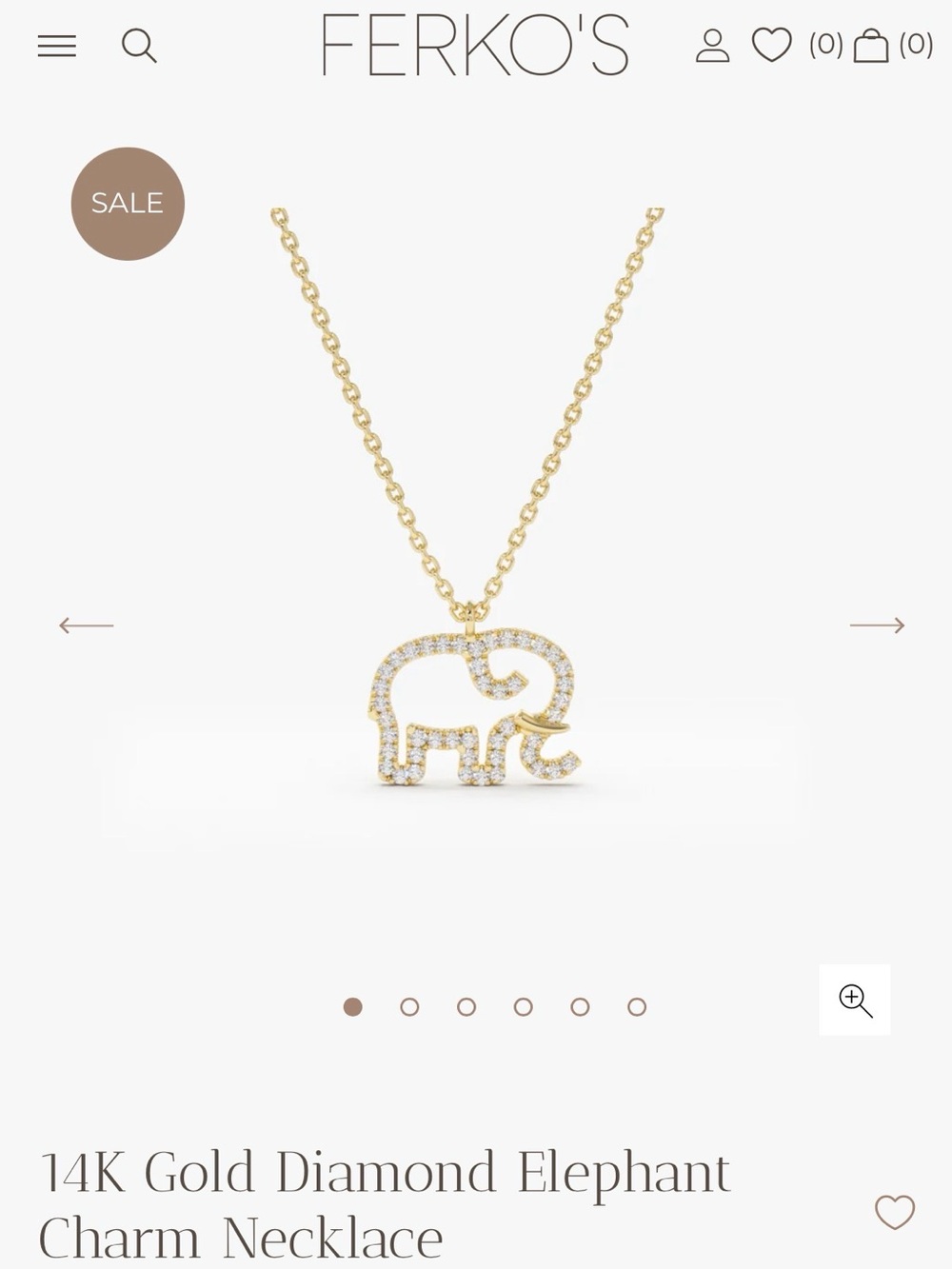 Ferko’s 14K Gold Diamond Elephant Charm Necklace